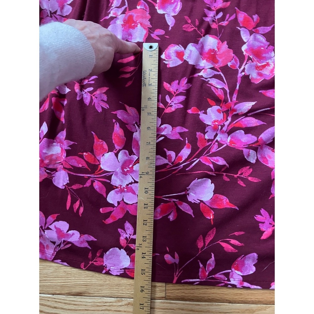 J. Jill Cranberry-Red Multi Watercolor Floral Stretch Dress XL Beachy Vacation - Picture 12 of 12